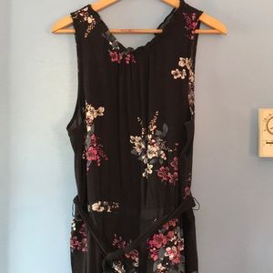 Loft black and floral jumpsuit